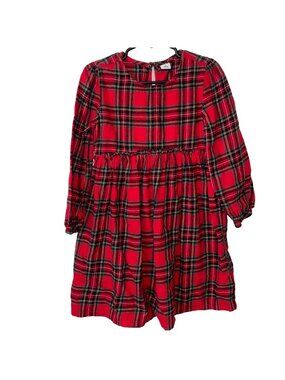 Old Navy Red Plaid Long-Sleeve Dress For Girls Size 5T